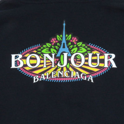 Balenciaga 578135 100% Cotton Bonjour Hoodie Oversized Pullover Hoodie Navy XS