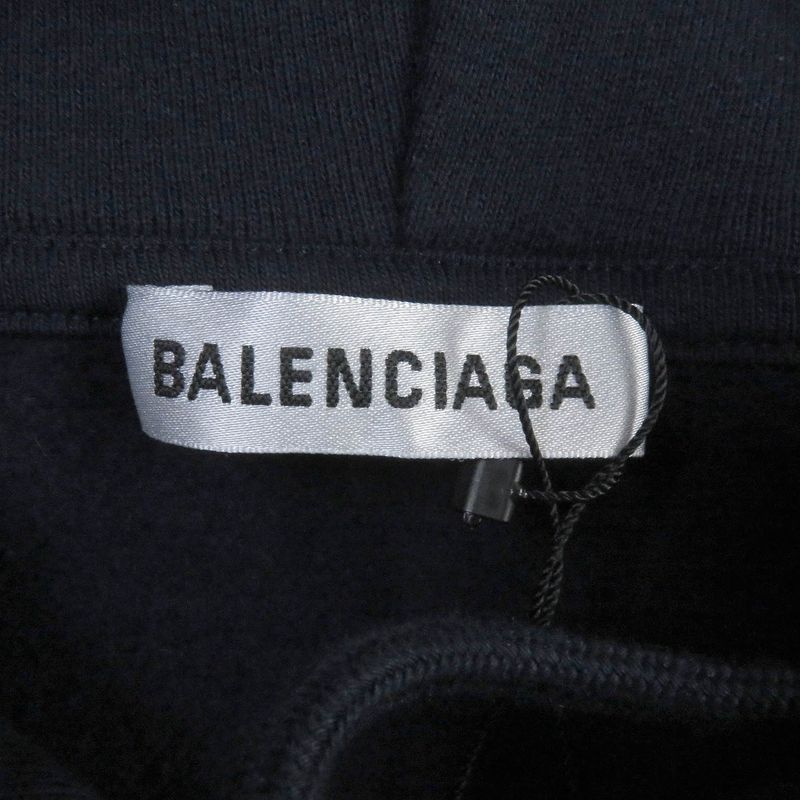 Balenciaga 578135 100% Cotton Bonjour Hoodie Oversized Pullover Hoodie Navy XS