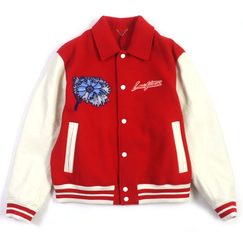 Louis Vuitton Yayoi Kusama 23SS Hol31e Cowhide Wool Embroidered Varsity Jacket