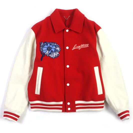 Louis Vuitton Yayoi Kusama 23SS Hol31e Cowhide Wool Embroidered Varsity Jacket