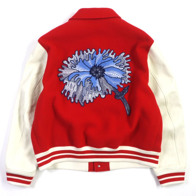 Louis Vuitton Yayoi Kusama 23SS Hol31e Cowhide Wool Embroidered Varsity Jacket