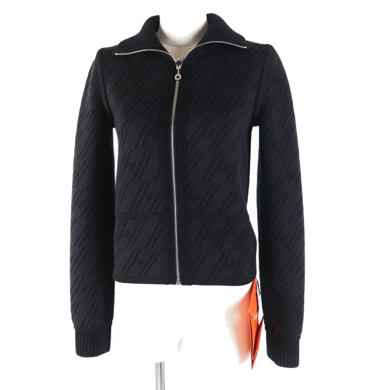Hermes 23AW 3h2204d2 Wool Cashmere Bias H/none Fabric Reversible Zip Knit