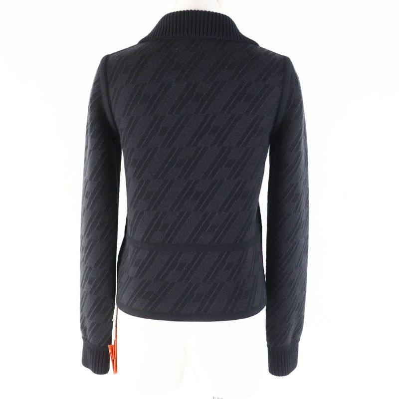 Hermes 23AW 3h2204d2 Wool Cashmere Bias H/none Fabric Reversible Zip Knit