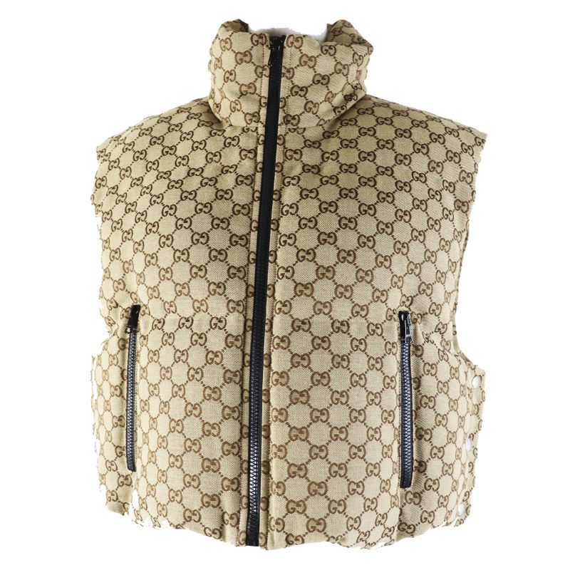 Gucci 23AW 776838 GG Pattern GG Canvas Hooded Zip-up Cotton Vest Beige XS Made