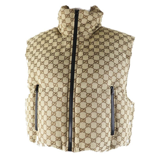 Gucci 23AW 776838 GG Pattern GG Canvas Hooded Zip-up Cotton Vest Beige XS Made