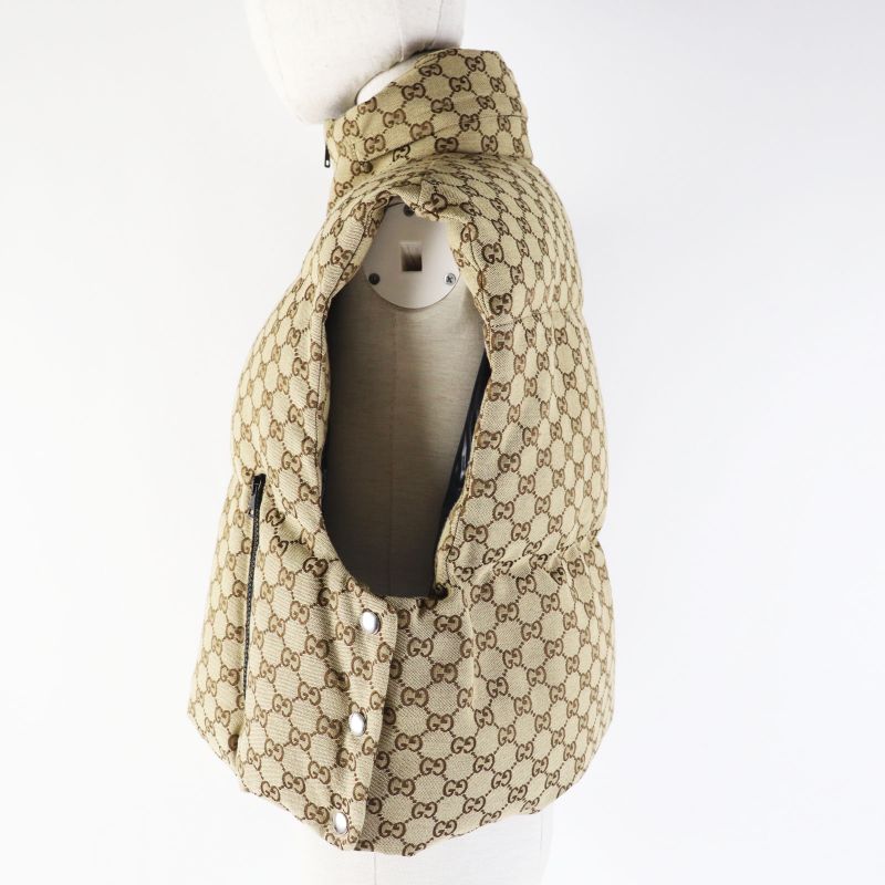 Gucci 23AW 776838 GG Pattern GG Canvas Hooded Zip-up Cotton Vest Beige XS Made