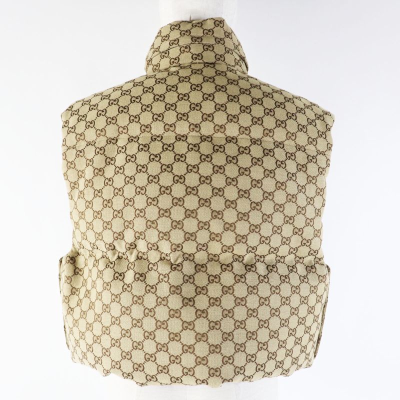 Gucci 23AW 776838 GG Pattern GG Canvas Hooded Zip-up Cotton Vest Beige XS Made