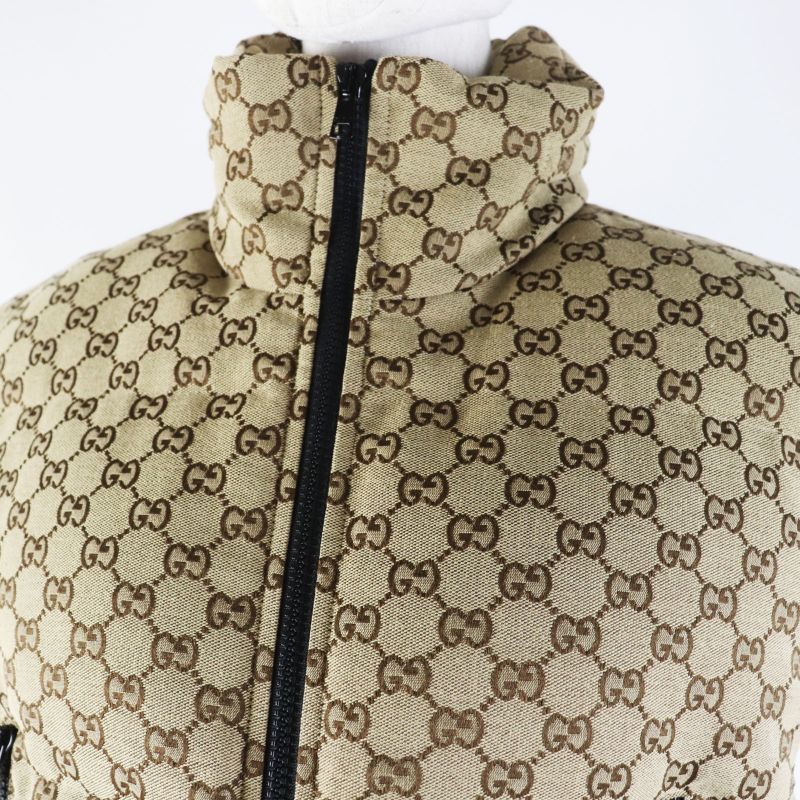 Gucci 23AW 776838 GG Pattern GG Canvas Hooded Zip-up Cotton Vest Beige XS Made