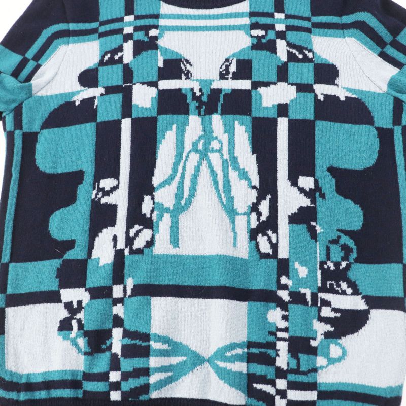 Hermes 23AW 3h2620dd Brid De Gala Tartan 100% Cashmere Long Sleeve Knit Multi