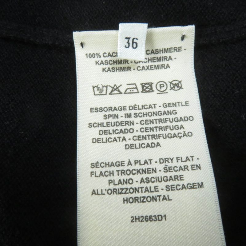 Hermes 22AW 2h2663d1 100% Cashmere H Lift Short Sleeve Knit Black 36 Made In