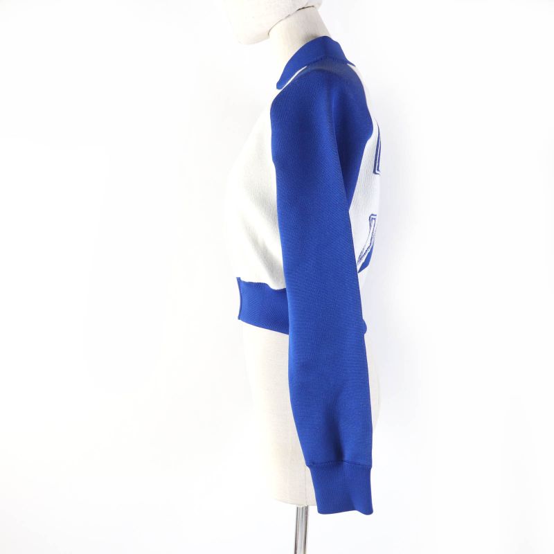 Christian DIOR 224v50am110 VIBE Cashmere-blend Cropped Knit Jacket Blue Ivory