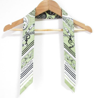25ss Hermes Amazon Celebration Silk Twirly Scarf Green Ladies Used