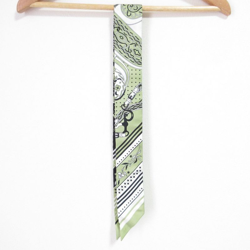 25ss Hermes Amazon Celebration Silk Twirly Scarf Green Ladies Used