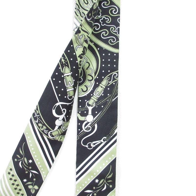 25ss Hermes Amazon Celebration Silk Twirly Scarf Green Ladies Used
