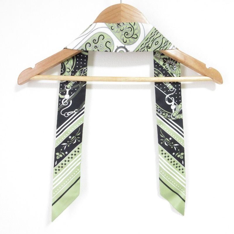 25ss Hermes Amazon Celebration Silk Twirly Scarf Green Ladies Used