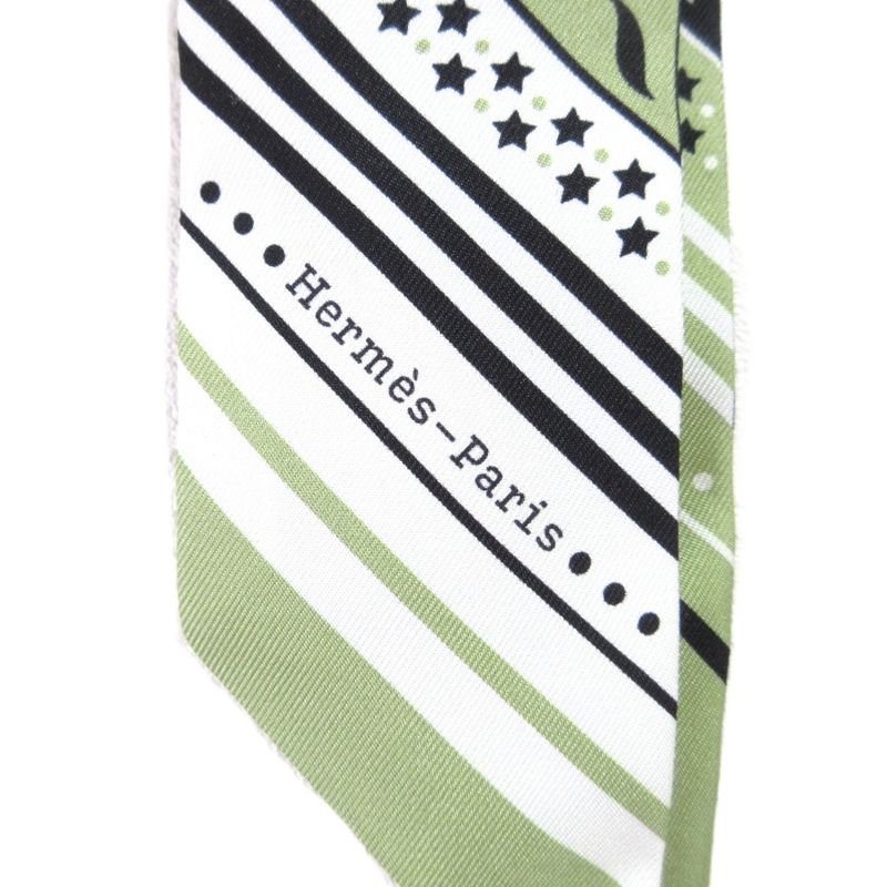 25ss Hermes Amazon Celebration Silk Twirly Scarf Green Ladies Used