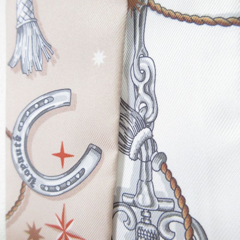 25aw Hermes C'est LA Fete Silk Tulley Scarf Beige Ladies Used