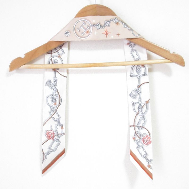 25aw Hermes C'est LA Fete Silk Tulley Scarf Beige Ladies Used