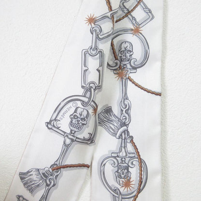 25aw Hermes C'est LA Fete Silk Tulley Scarf Beige Ladies Used