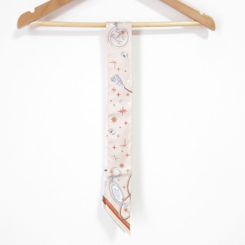 25aw Hermes C'est LA Fete Silk Tulley Scarf Beige Ladies Used