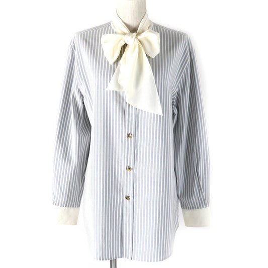 Celine 2c904562t Eddy Period Triomphe Striped 100% Silk Long Sleeve Shirt With