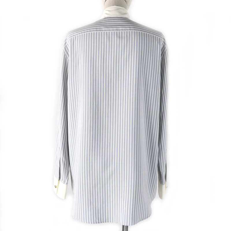 Celine 2c904562t Eddy Period Triomphe Striped 100% Silk Long Sleeve Shirt With
