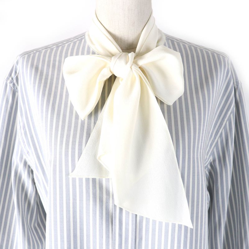 Celine 2c904562t Eddy Period Triomphe Striped 100% Silk Long Sleeve Shirt With