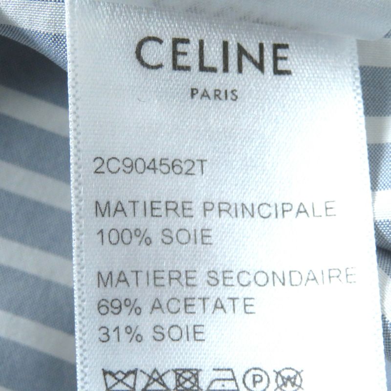 Celine 2c904562t Eddy Period Triomphe Striped 100% Silk Long Sleeve Shirt With