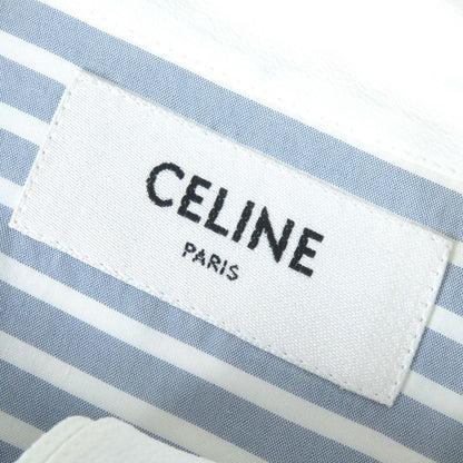 Celine 2c904562t Eddy Period Triomphe Striped 100% Silk Long Sleeve Shirt With