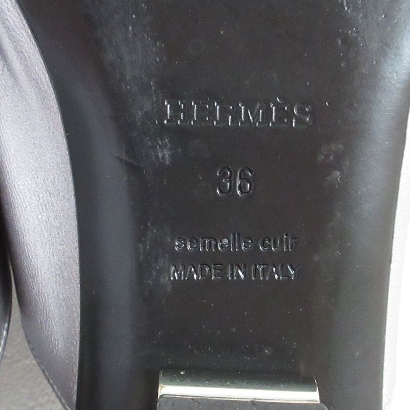 Hermes Idol Leather Mules Size 36 Equivalent to 23cm (9.06in) Silver Color