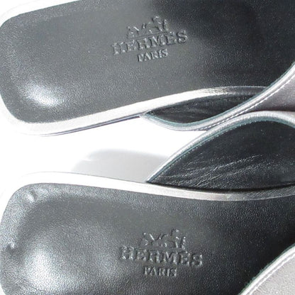 Hermes Idol Leather Mules Size 36 Equivalent to 23cm (9.06in) Silver Color