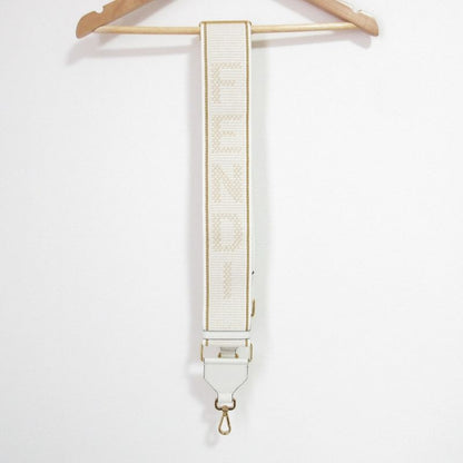 Fendi Strap You Logo Jacquard Shoulder Strap Ivory and Gold Hardware Women's