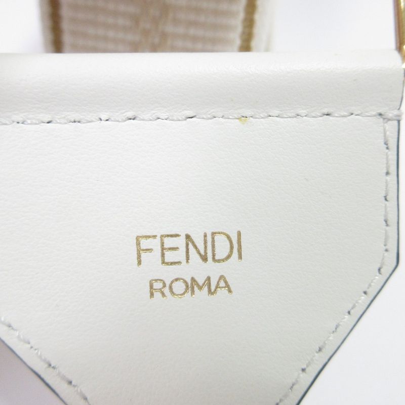 Fendi Strap You Logo Jacquard Shoulder Strap Ivory and Gold Hardware Women's