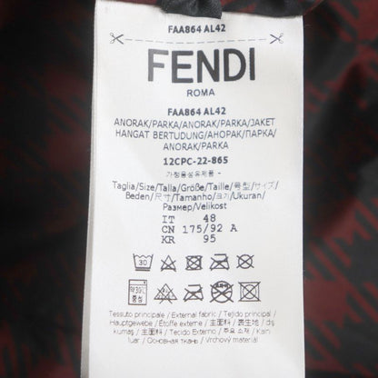  Fendi 2022 Faa864 Staggered FF Logo Hooded Reversible WZIP Coat Red Black 48