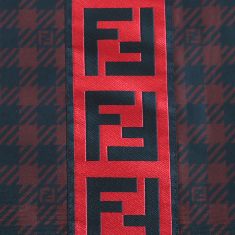  Fendi 2022 Faa864 Staggered FF Logo Hooded Reversible WZIP Coat Red Black 48