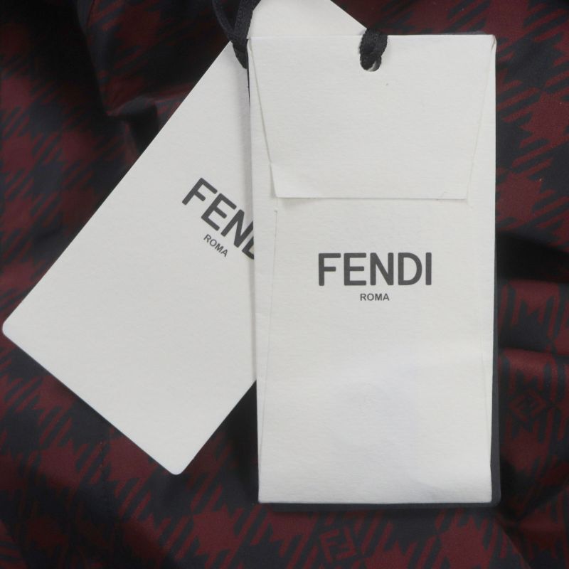  Fendi 2022 Faa864 Staggered FF Logo Hooded Reversible WZIP Coat Red Black 48