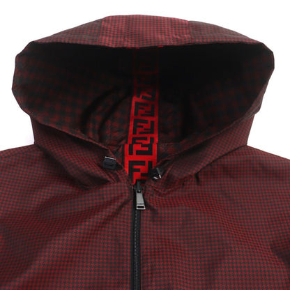 Fendi 2022 Faa864 Staggered FF Logo Hooded Reversible WZIP Coat Red Black 48