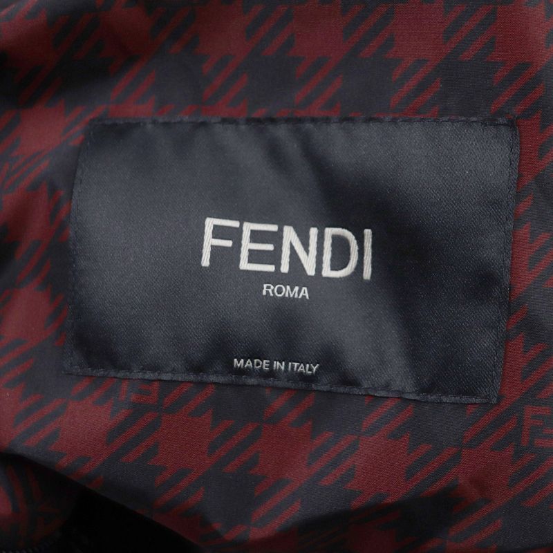  Fendi 2022 Faa864 Staggered FF Logo Hooded Reversible WZIP Coat Red Black 48