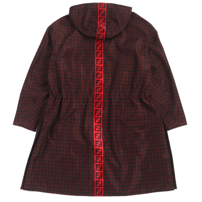  Fendi 2022 Faa864 Staggered FF Logo Hooded Reversible WZIP Coat Red Black 48