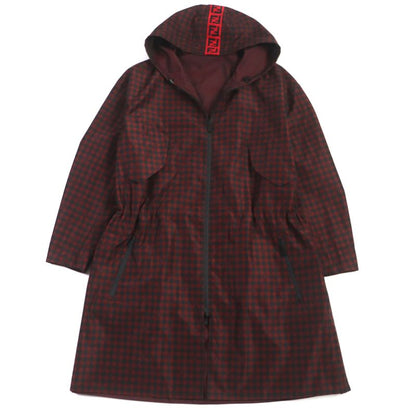  Fendi 2022 Faa864 Staggered FF Logo Hooded Reversible WZIP Coat Red Black 48