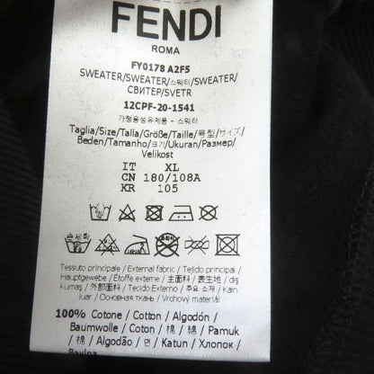 Fendi Fy0178 100% Cotton FF Logo Zucca Rhinestone Sweatshirt Black XL Made In