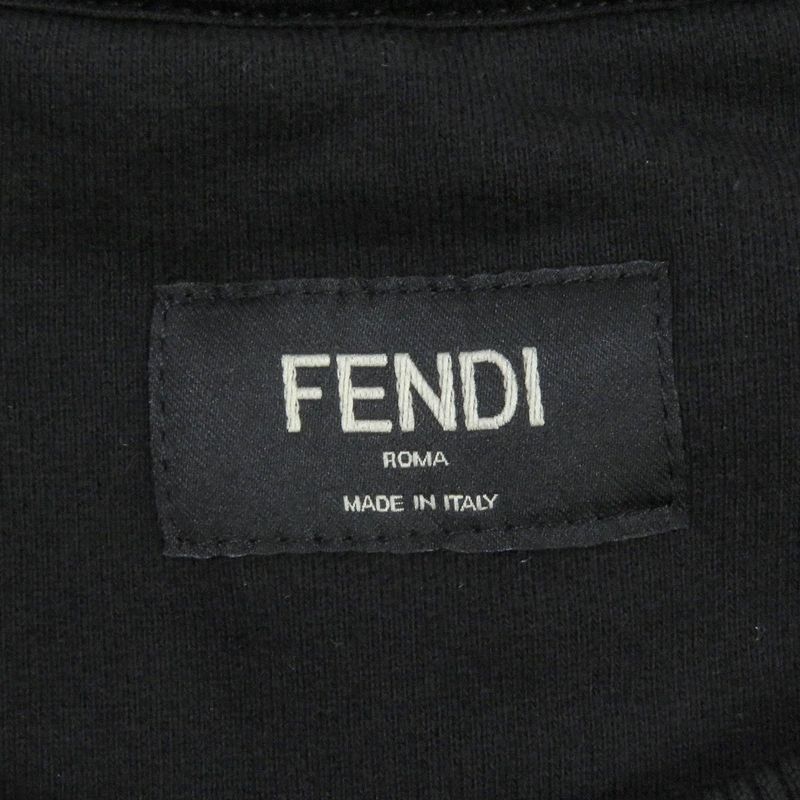 Fendi Fy0178 100% Cotton FF Logo Zucca Rhinestone Sweatshirt Black XL Made In