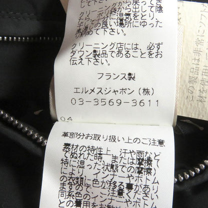 Hermes 100% Cashmere Herringbone Reversible Hooded Down Jacket Gray 52 Made In