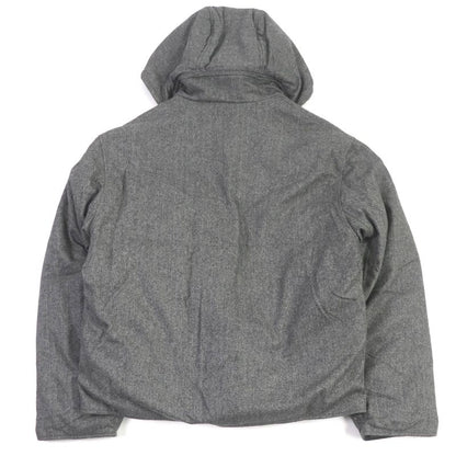 Hermes 100% Cashmere Herringbone Reversible Hooded Down Jacket Gray 52 Made In