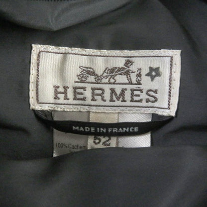 Hermes 100% Cashmere Herringbone Reversible Hooded Down Jacket Gray 52 Made In