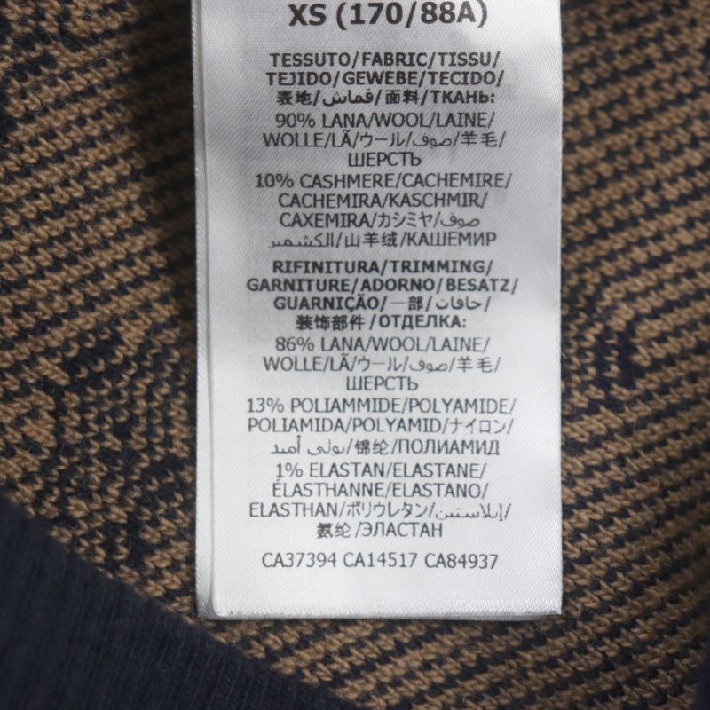 Gucci 626643 Wool Cashmere GG Jacquard V-neck Knit Sweater Brown Navy XS Made