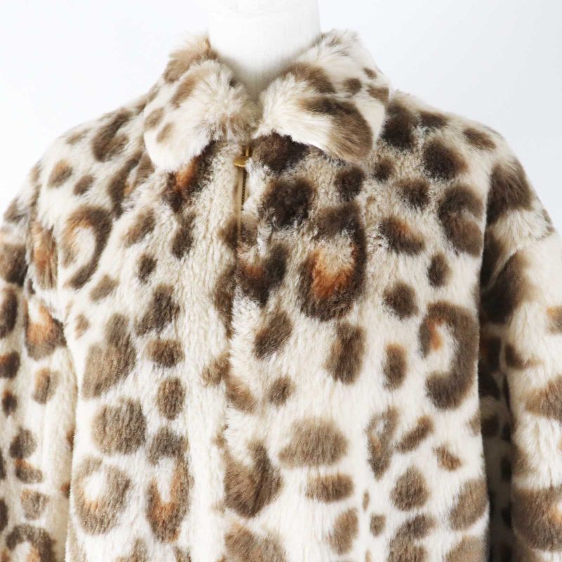 Christian DIOR 2022 2wbm13coaa Leopard Pattern Faux Fur Coat Beige Brown 13
