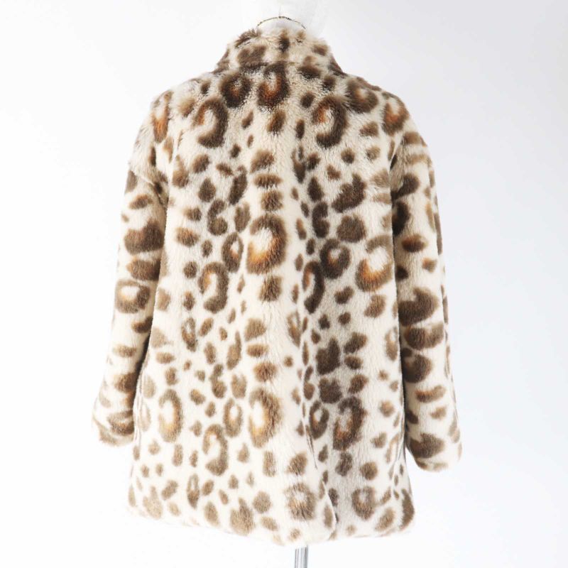 Christian DIOR 2022 2wbm13coaa Leopard Pattern Faux Fur Coat Beige Brown 13