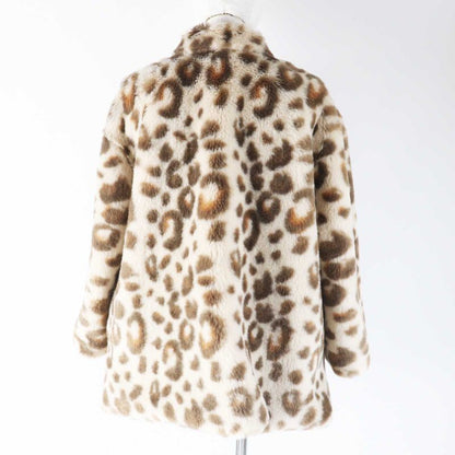 Christian DIOR 2022 2wbm13coaa Leopard Pattern Faux Fur Coat Beige Brown 13