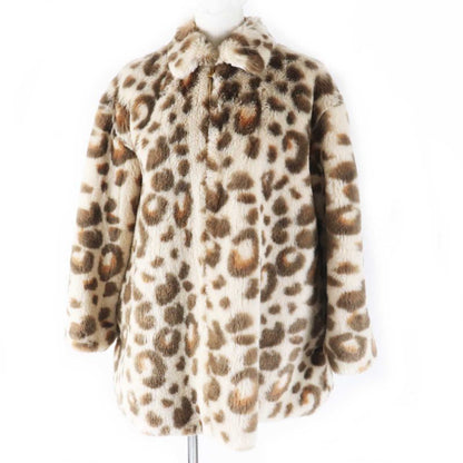 Christian DIOR 2022 2wbm13coaa Leopard Pattern Faux Fur Coat Beige Brown 13